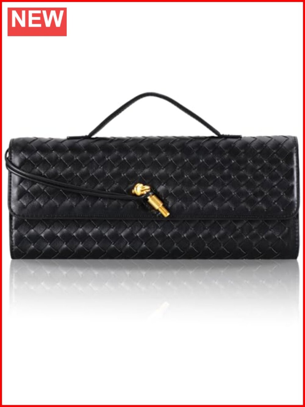 EGCUQ PU Leather Woven Evening Clutch with Adjustable Strap